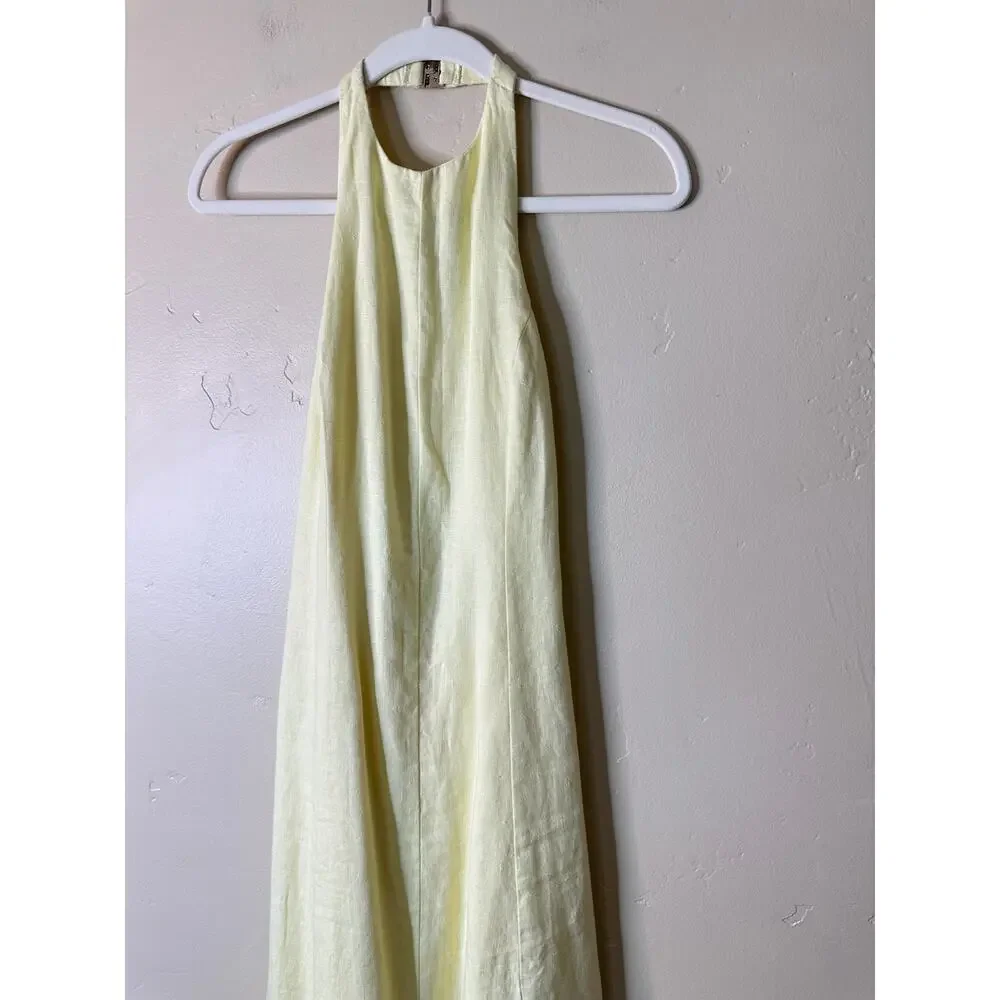 A&F The Linen Collection Pale Yellow Halter Maxi Dress Small P
